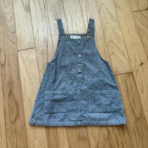 Zara Baby Gray Corduroy Button-Up Overall Skirt